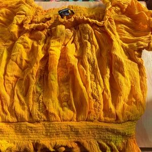 Mustard Ruffled crop top
